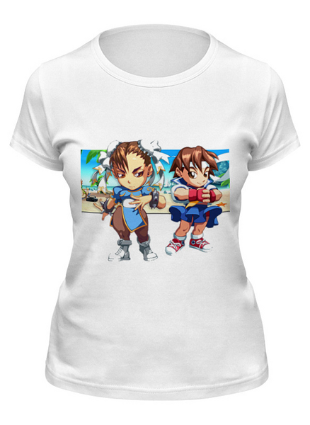 Заказать женскую футболку в Москве. Футболка классическая Street Fighter #mini Chuni & Sakura от StreetMag - готовые дизайны и нанесение принтов.
