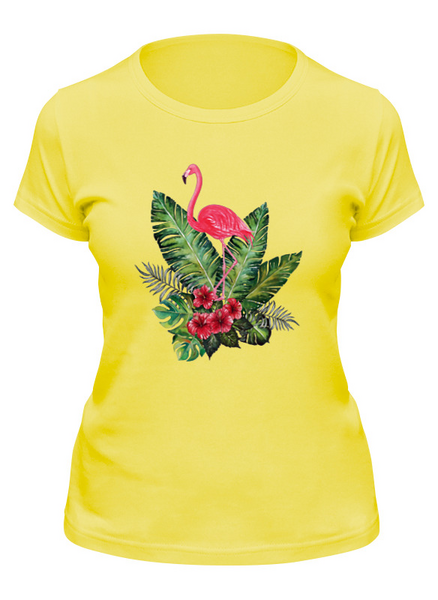 Заказать женскую футболку в Москве. Футболка классическая Розовый фламинго (2) от T-shirt print  - готовые дизайны и нанесение принтов.