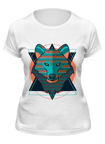 Заказать женскую футболку в Москве. Футболка классическая Wolf (Волк) от Polilog - готовые дизайны и нанесение принтов.