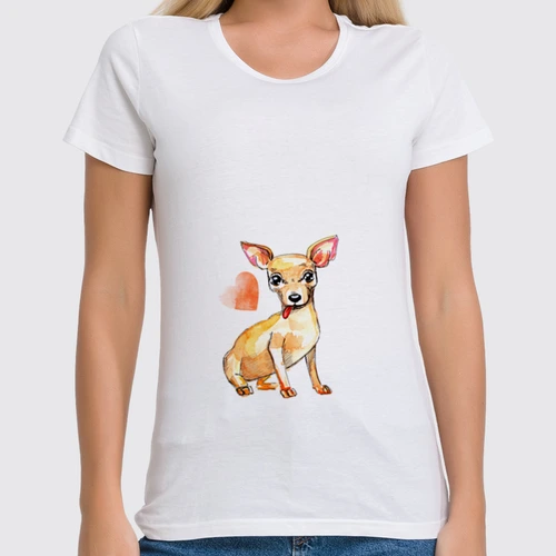 Заказать женскую футболку в Москве. Футболка классическая Pam-pam-pam-pa-pa... Chihuahua! от Evgenia Bandagnomych - готовые дизайны и нанесение принтов.