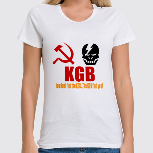 Заказать женскую футболку в Москве. Футболка классическая KGB Russia от Leichenwagen - готовые дизайны и нанесение принтов.