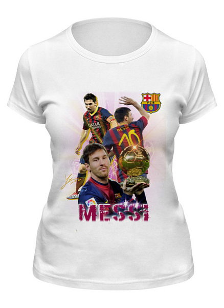 Заказать женскую футболку в Москве. Футболка классическая Месси - Барселона от  ЯрМайка - готовые дизайны и нанесение принтов.