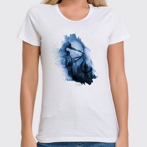 Заказать женскую футболку в Москве. Футболка классическая Splash Forest Rider от oneredfoxstore@gmail.com - готовые дизайны и нанесение принтов.