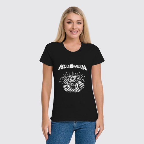 Заказать женскую футболку в Москве. Футболка классическая Helloween ( rock band ) от Leichenwagen - готовые дизайны и нанесение принтов.