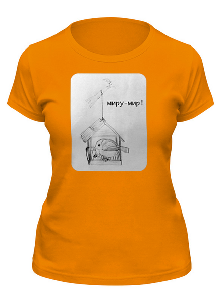Заказать женскую футболку в Москве. Футболка классическая Синичка от mrs-snit@yandex.ru - готовые дизайны и нанесение принтов.