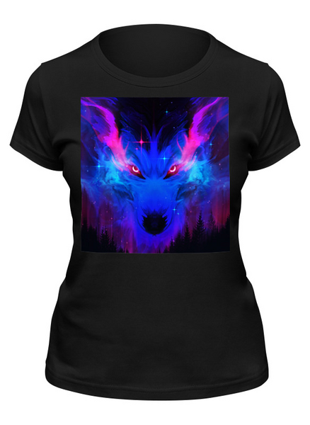 Заказать женскую футболку в Москве. Футболка классическая  Неоновый волк от THE_NISE  - готовые дизайны и нанесение принтов.