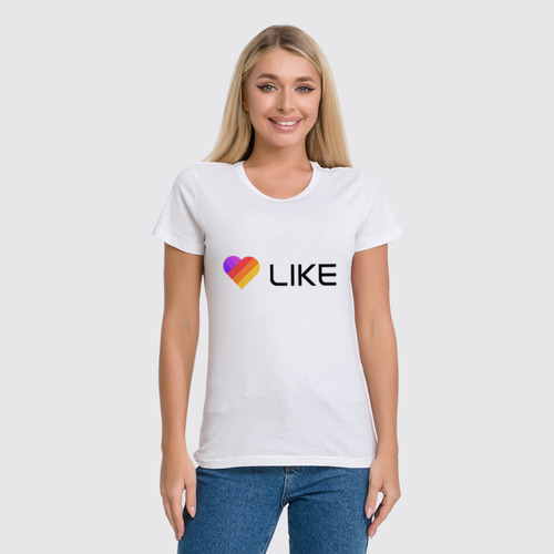Заказать женскую футболку в Москве. Футболка классическая Like  от DESIGNER   - готовые дизайны и нанесение принтов.