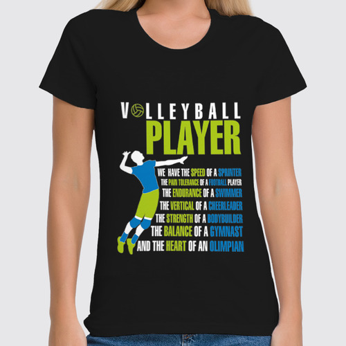 Заказать женскую футболку в Москве. Футболка классическая Volleyball Player от Yury Kosagovsky - готовые дизайны и нанесение принтов.