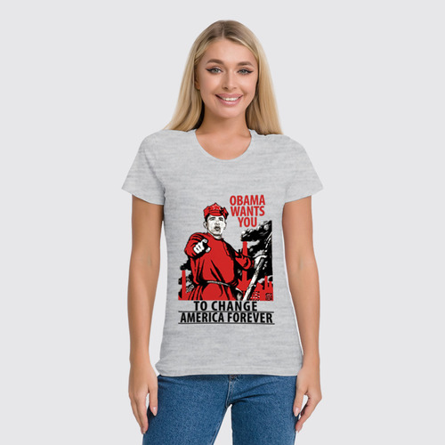 Заказать женскую футболку в Москве. Футболка классическая Obama Red Army от Leichenwagen - готовые дизайны и нанесение принтов.