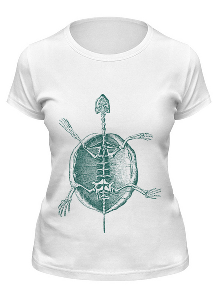 Заказать женскую футболку в Москве. Футболка классическая Скелет черепахи от BeliySlon - готовые дизайны и нанесение принтов.