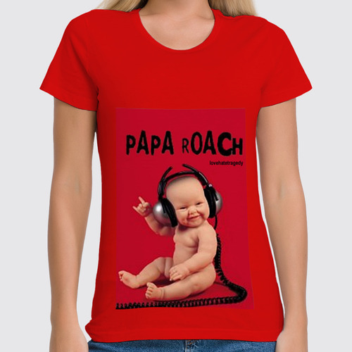 Заказать женскую футболку в Москве. Футболка классическая papa roach - lovehate tragedy album от uri_star@ukr.net - готовые дизайны и нанесение принтов.
