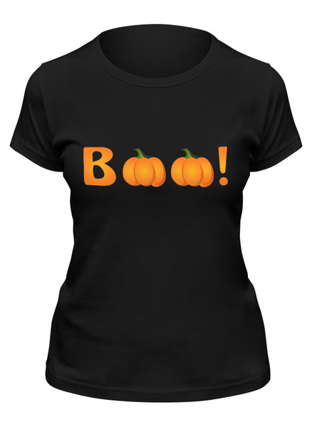 Заказать женскую футболку в Москве. Футболка классическая Halloween Boo! от CoolDesign - готовые дизайны и нанесение принтов.