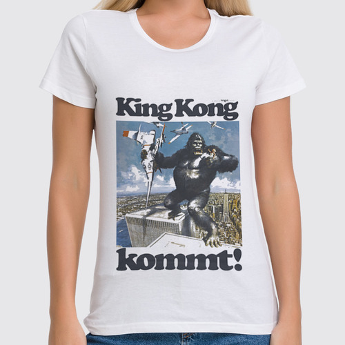 Заказать женскую футболку в Москве. Футболка классическая King Kong от KinoArt - готовые дизайны и нанесение принтов.