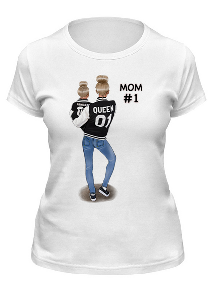 Заказать женскую футболку в Москве. Футболка классическая Mom#1 от @kristy_art_k  - готовые дизайны и нанесение принтов.