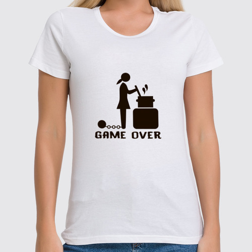 Заказать женскую футболку в Москве. Футболка классическая Game Over от old.printio@ya.ru - готовые дизайны и нанесение принтов.