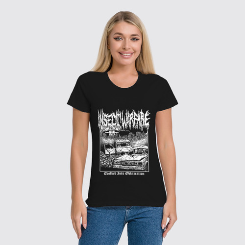 Заказать женскую футболку в Москве. Футболка классическая Insect Warfare Band от Leichenwagen - готовые дизайны и нанесение принтов.