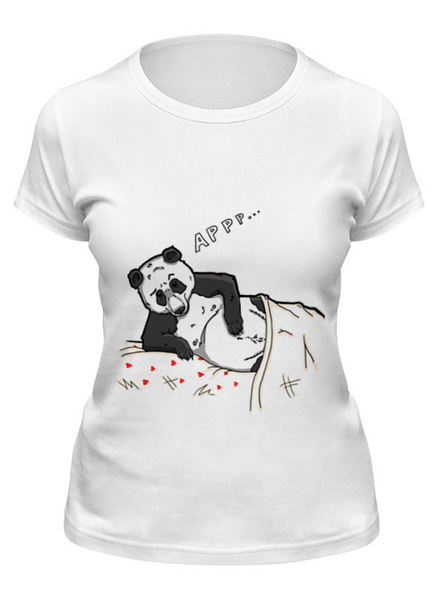 Заказать женскую футболку в Москве. Футболка классическая панда от krolya_spb@mail.ru - готовые дизайны и нанесение принтов.
