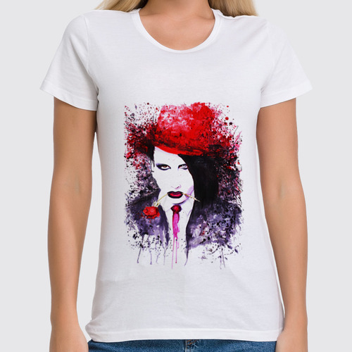 Заказать женскую футболку в Москве. Футболка классическая Marilyn Manson от MoreMari - готовые дизайны и нанесение принтов.