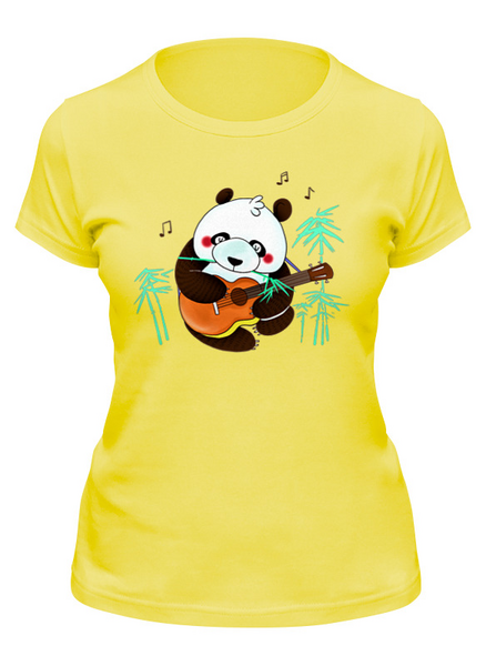 Заказать женскую футболку в Москве. Футболка классическая Панда с гитарой от Print design  - готовые дизайны и нанесение принтов.