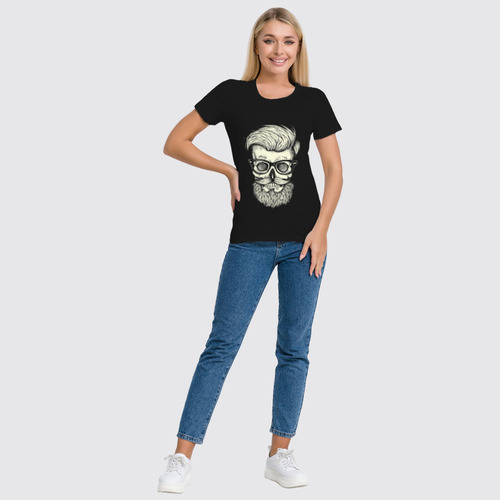 Заказать женскую футболку в Москве. Футболка классическая Череп Хипстера от skull - готовые дизайны и нанесение принтов.