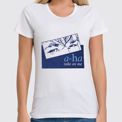 Заказать женскую футболку в Москве. Футболка классическая a-ha / Take On Me от OEX design - готовые дизайны и нанесение принтов.