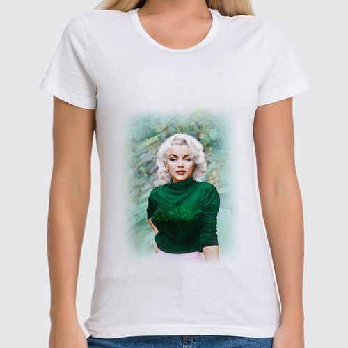 Заказать женскую футболку в Москве. Футболка классическая Монро в зеленом от bekki19 - готовые дизайны и нанесение принтов.