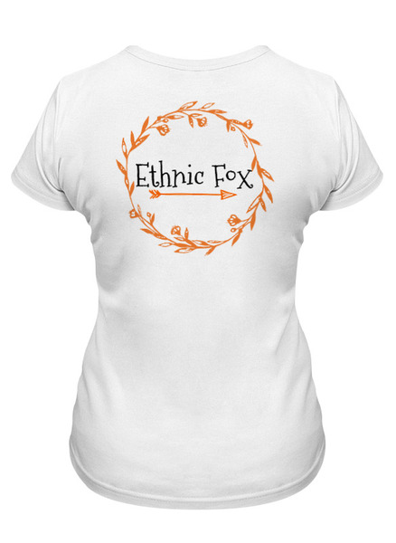 Заказать женскую футболку в Москве. Футболка классическая Ethnic Fox - белый фон от Елена Эйдукайтис - готовые дизайны и нанесение принтов.
