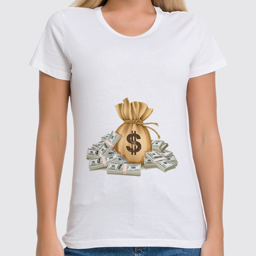 Заказать женскую футболку в Москве. Футболка классическая Доллар от Ирина - готовые дизайны и нанесение принтов.