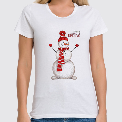 Заказать женскую футболку в Москве. Футболка классическая Новогодняя от T-shirt print  - готовые дизайны и нанесение принтов.