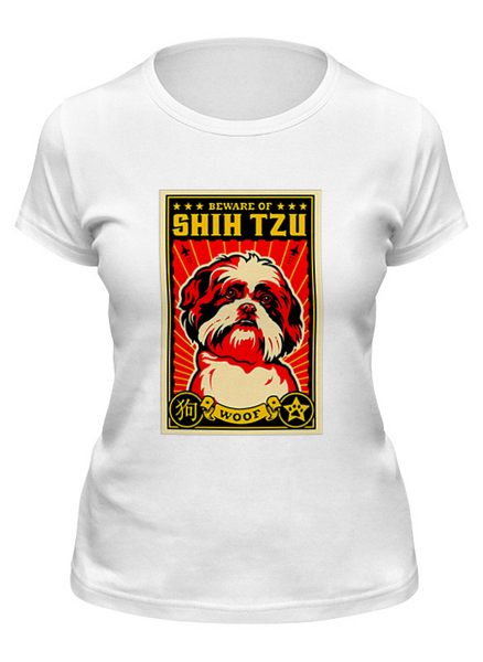 Заказать женскую футболку в Москве. Футболка классическая Собака: SHIH TZU от Виктор Гришин - готовые дизайны и нанесение принтов.