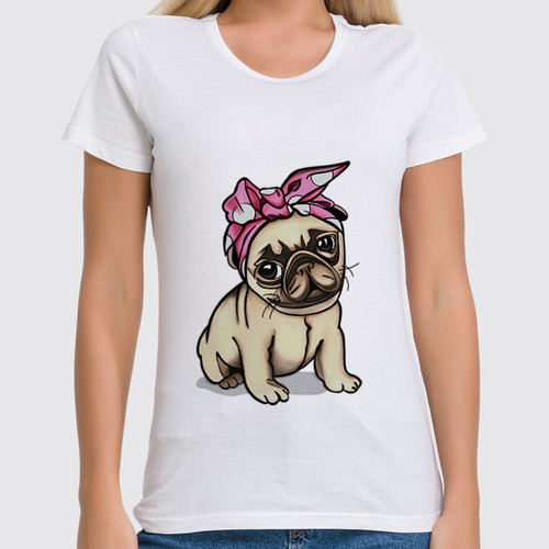 Заказать женскую футболку в Москве. Футболка классическая Doggy Style🐶 от @kristy_art_k  - готовые дизайны и нанесение принтов.