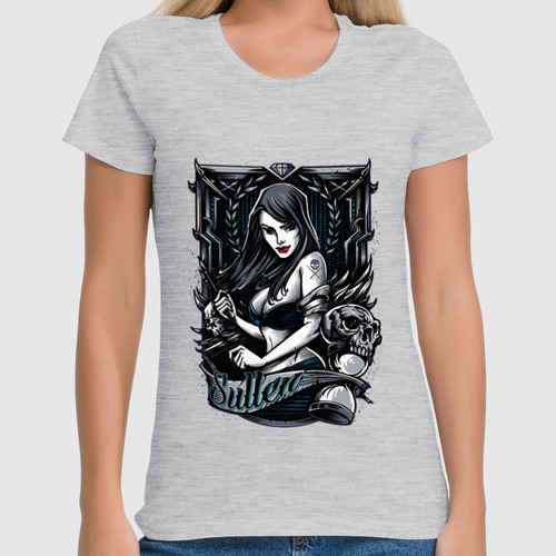 Заказать женскую футболку в Москве. Футболка классическая Gothic Girl от Leichenwagen - готовые дизайны и нанесение принтов.