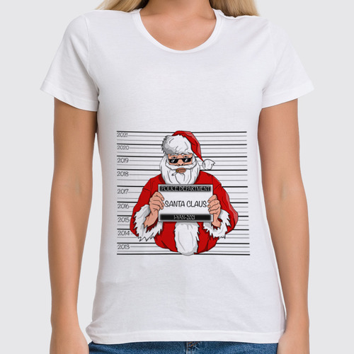 Заказать женскую футболку в Москве. Футболка классическая Плохой Санта от Олечка - готовые дизайны и нанесение принтов.