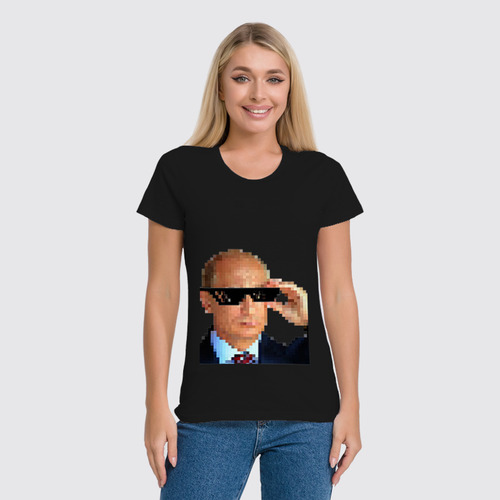 Заказать женскую футболку в Москве. Футболка классическая Pixel Putin от karbafoss - готовые дизайны и нанесение принтов.