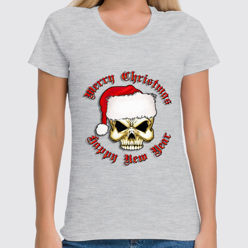 Заказать женскую футболку в Москве. Футболка классическая Santa Skull от Leichenwagen - готовые дизайны и нанесение принтов.
