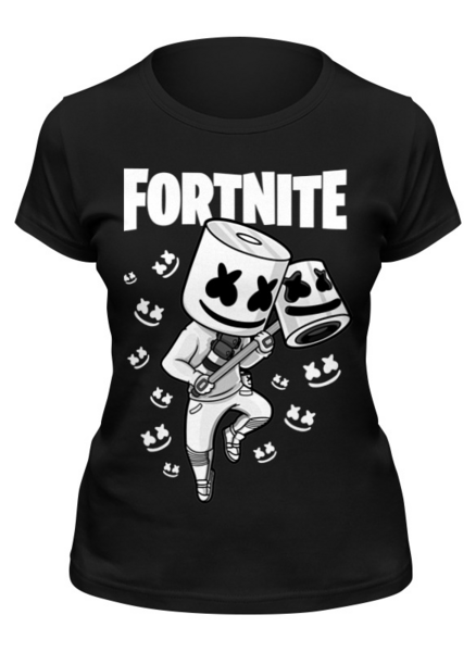 Заказать женскую футболку в Москве. Футболка классическая Fortnite, Marshmello от geekbox - готовые дизайны и нанесение принтов.