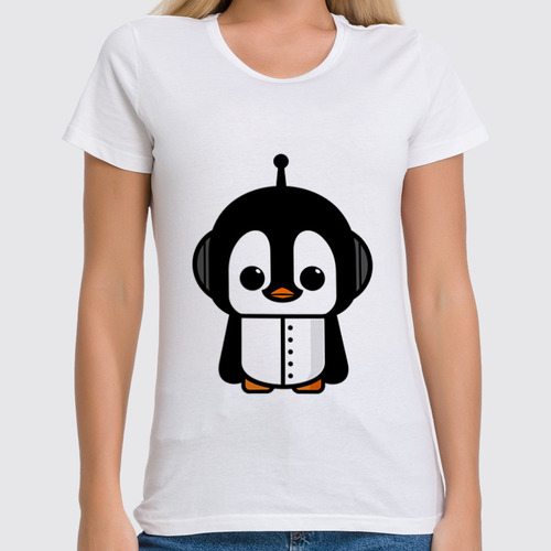 Заказать женскую футболку в Москве. Футболка классическая Пингвин от icase - готовые дизайны и нанесение принтов.