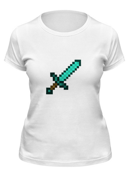 Заказать женскую футболку в Москве. Футболка классическая Minecraft - Меч от klip - готовые дизайны и нанесение принтов.