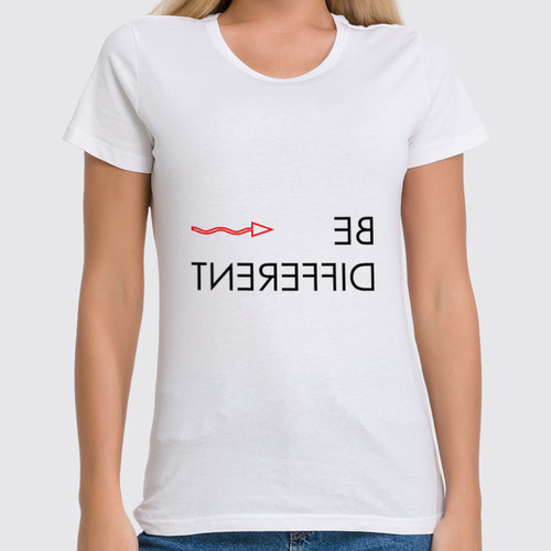 Заказать женскую футболку в Москве. Футболка классическая Be different от Ксения Золотухина - готовые дизайны и нанесение принтов.
