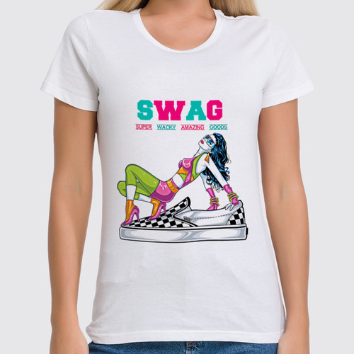 Заказать женскую футболку в Москве. Футболка классическая Art Swag от Leichenwagen - готовые дизайны и нанесение принтов.
