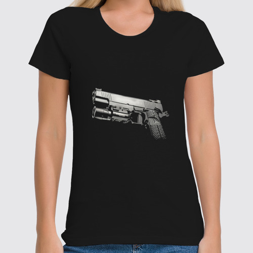 Заказать женскую футболку в Москве. Футболка классическая pistolet от Евгений Бобров - готовые дизайны и нанесение принтов.
