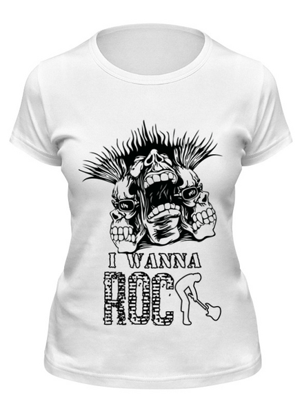 Заказать женскую футболку в Москве. Футболка классическая I Wanna Rock W от Павел Азаренков - готовые дизайны и нанесение принтов.
