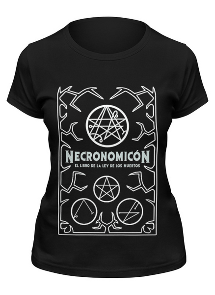 Заказать женскую футболку в Москве. Футболка классическая Necronomicon от Leichenwagen - готовые дизайны и нанесение принтов.