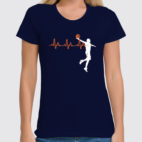 Заказать женскую футболку в Москве. Футболка классическая Пульс баскетбола от skynatural - готовые дизайны и нанесение принтов.