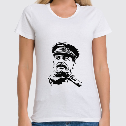Заказать женскую футболку в Москве. Футболка классическая Сталин от Andrew Zaycev - готовые дизайны и нанесение принтов.
