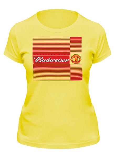 Заказать женскую футболку в Москве. Футболка классическая Budweiser Manchester United от balden - готовые дизайны и нанесение принтов.