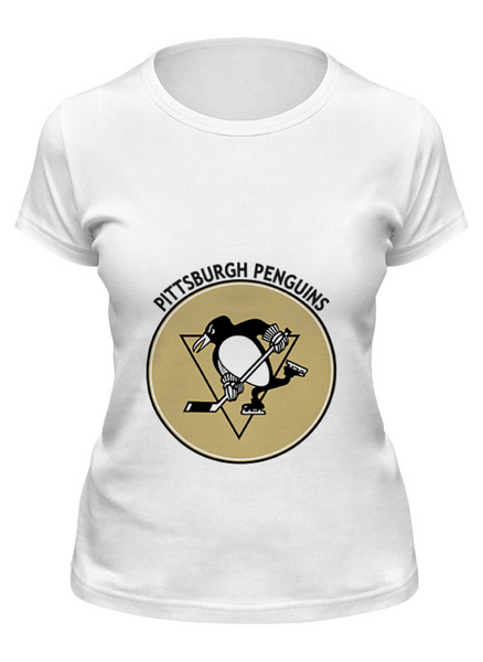 Заказать женскую футболку в Москве. Футболка классическая Питтсбург Пингвинз  от kspsshop - готовые дизайны и нанесение принтов.