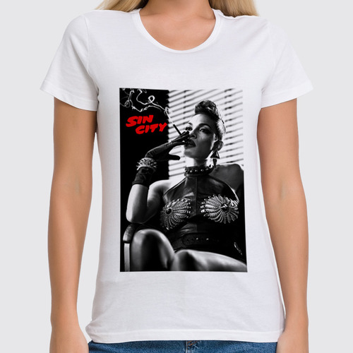 Заказать женскую футболку в Москве. Футболка классическая Sin City / Город Грехов от KinoArt - готовые дизайны и нанесение принтов.