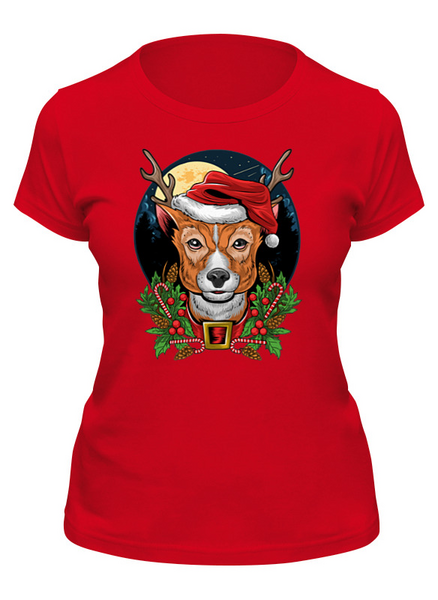 Заказать женскую футболку в Москве. Футболка классическая Рождественский олень от T-shirt print  - готовые дизайны и нанесение принтов.