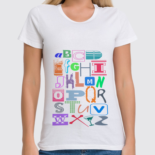 Заказать женскую футболку в Москве. Футболка классическая alphabet от ЕгорБудущего - готовые дизайны и нанесение принтов.